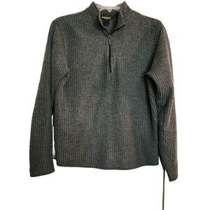Woolrich Womens Cotton Blend Pullover Sweater Size M 1/4 zip Mock Neck Green